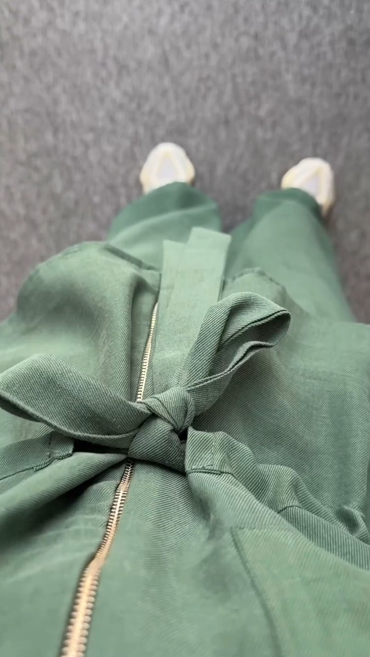 Stylish Olive Green Utility Style Two Piece Set - WOOLX