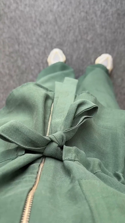 Stylish Olive Green Utility Style Two Piece Set - WOOLX