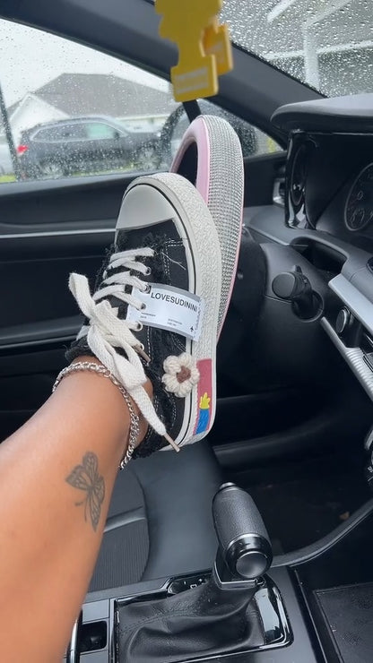 Chic Canvas Sneakers With Decorative Elements - WOOLX