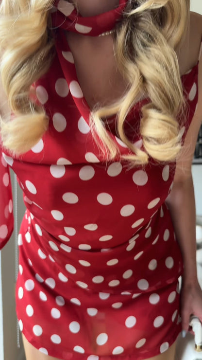 Chic Red Polka Dot Halter Dress - WOOLX