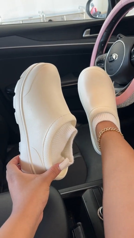 Chic Cream Colored Slip On Sneakers With Knit Detail - WOOLX