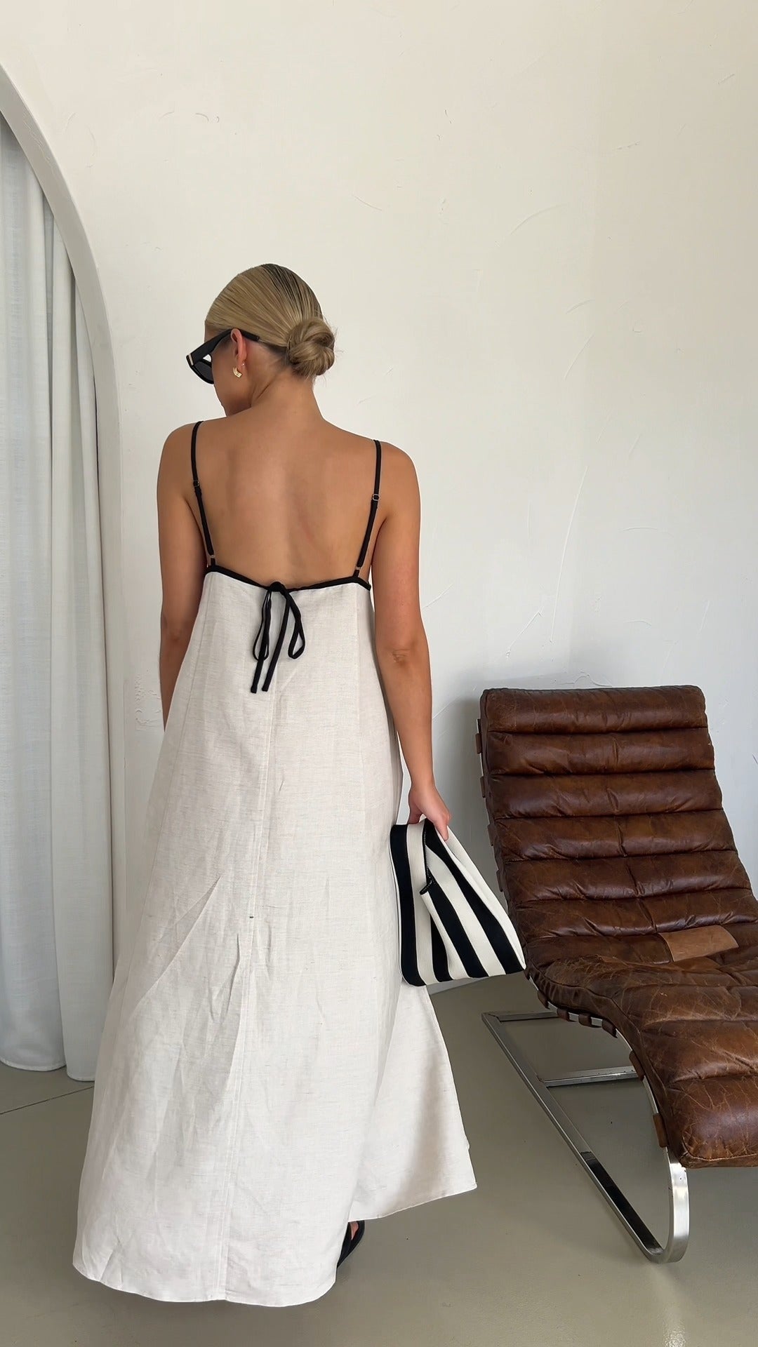 Simple Elegant Off - White Linen Maxi Dress - WOOLX