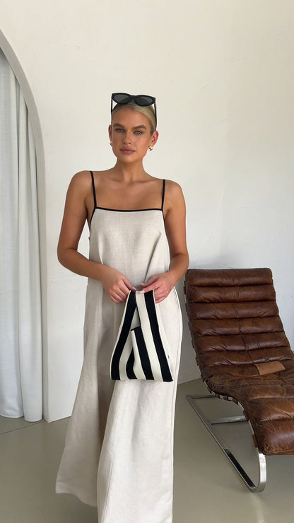 Simple Elegant Off - White Linen Maxi Dress - WOOLX