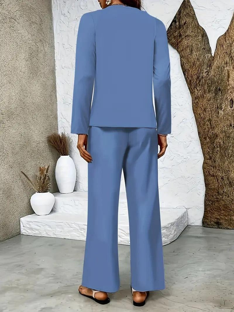 Blue Long Sleeve Two Piece Set - WOOLX