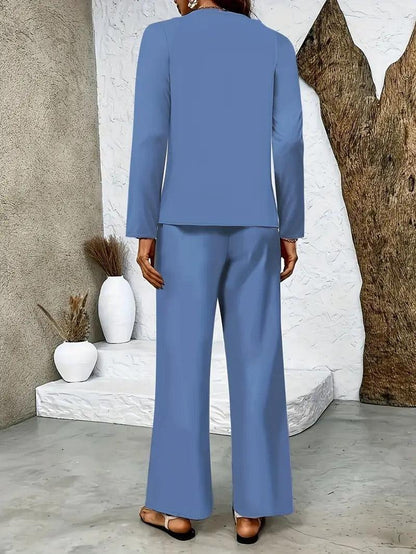 Blue Long Sleeve Two Piece Set - WOOLX