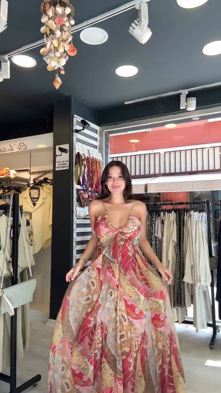 Bohemian Print Spaghetti Strap Maxi Dress - WOOLX