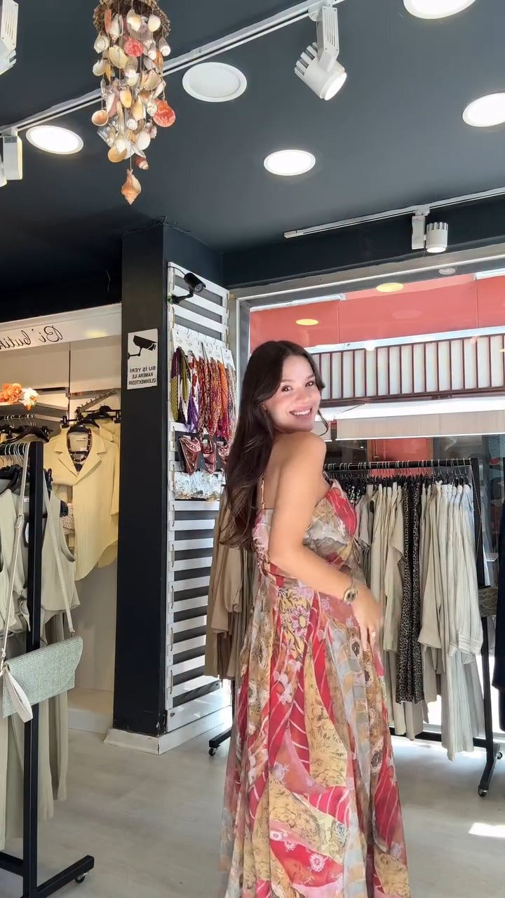 Bohemian Print Spaghetti Strap Maxi Dress - WOOLX