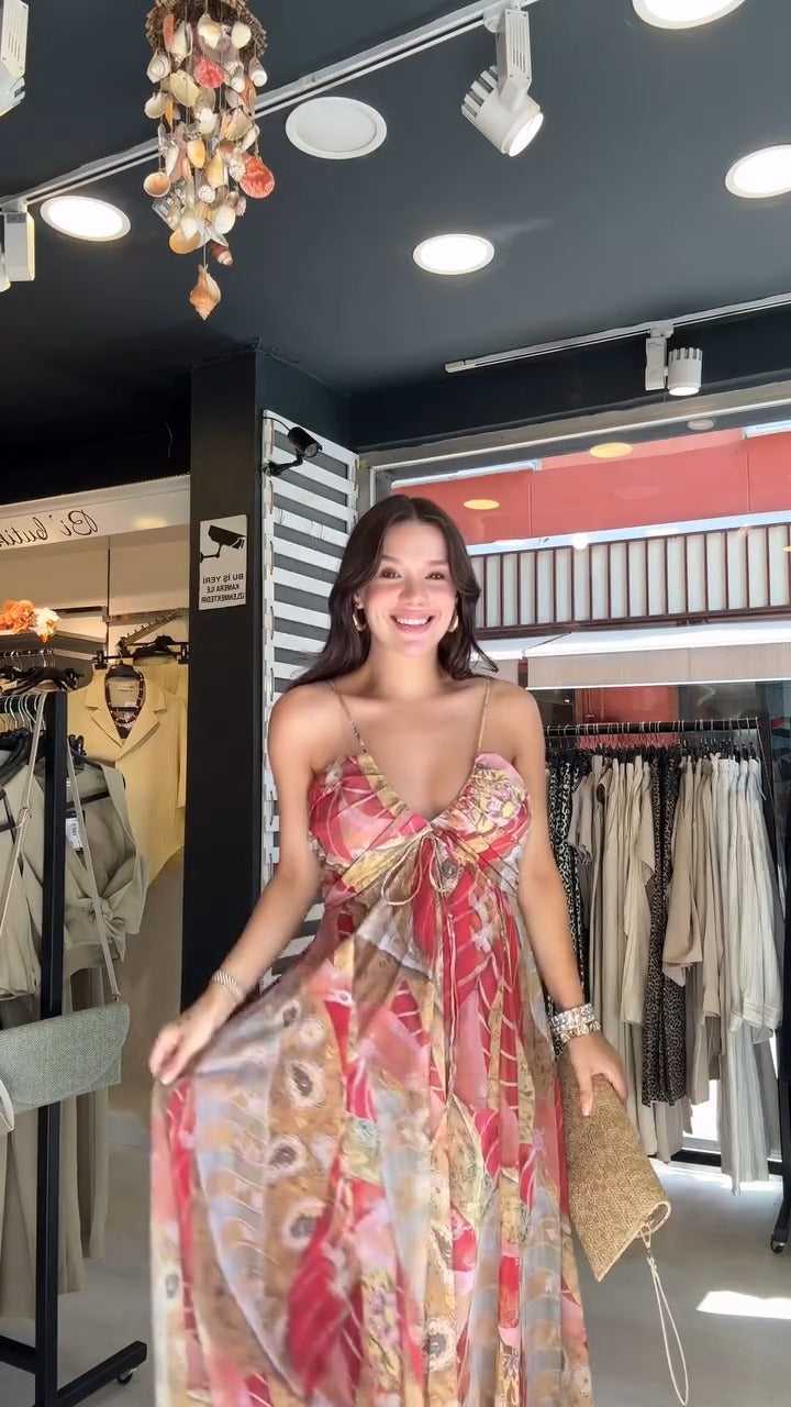 Bohemian Print Spaghetti Strap Maxi Dress - WOOLX