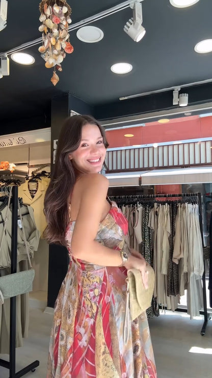 Bohemian Print Spaghetti Strap Maxi Dress - WOOLX