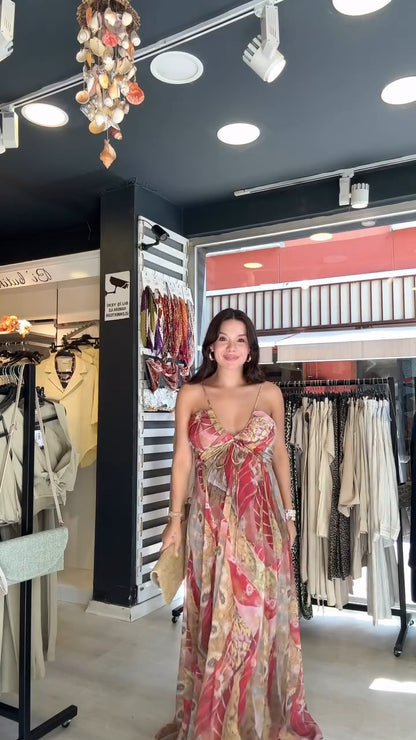 Bohemian Print Spaghetti Strap Maxi Dress - WOOLX