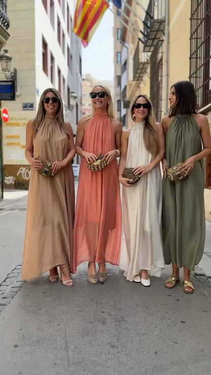 Halter Neck Maxi Dress - WOOLX