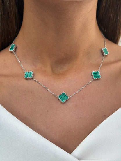 Silver Chain Four leaf Clover Mother of pearl Necklace - WOOLX