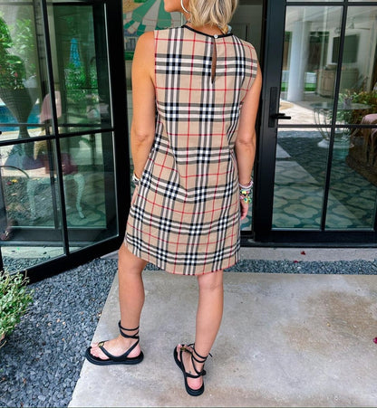 Trendy Plaid Print Sleeveless Mini Dress - WOOLX
