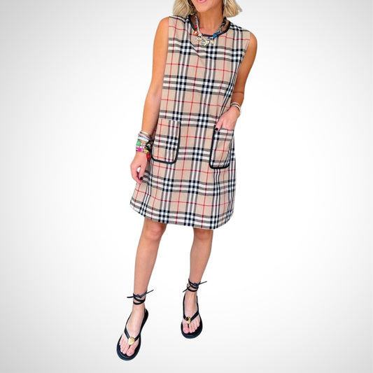 Trendy Plaid Print Sleeveless Mini Dress - WOOLX