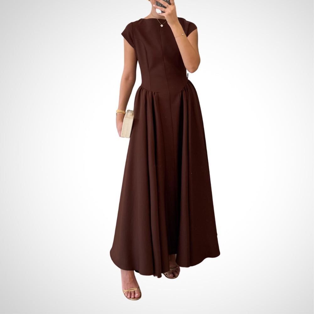 Cap Sleeve A Line Maxi Dress - WOOLX