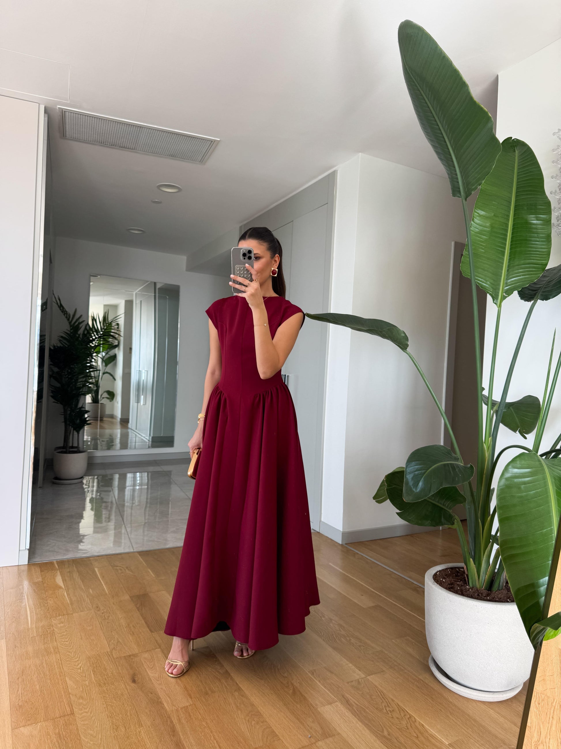 Cap Sleeve A Line Maxi Dress - WOOLX