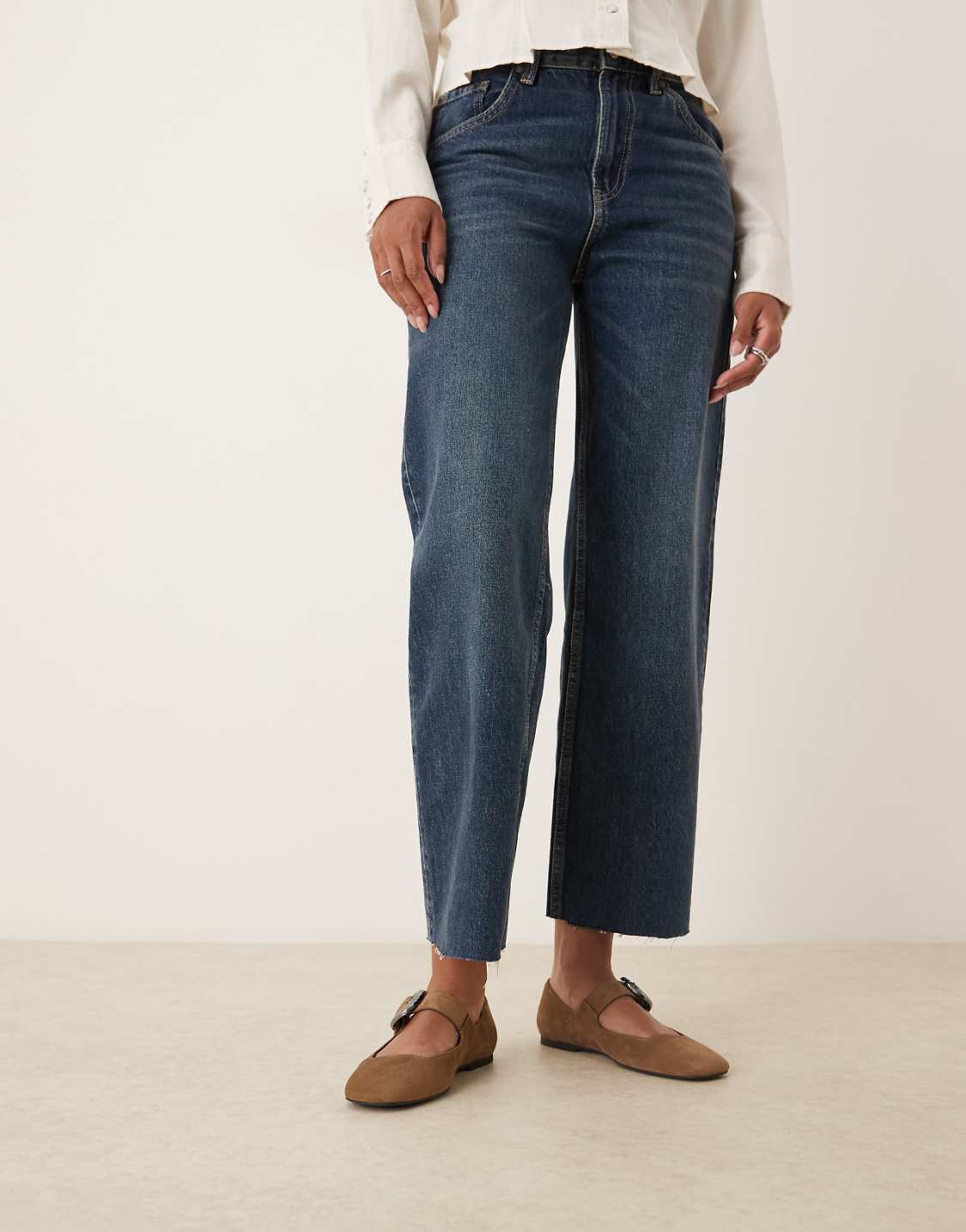 Tan Suede Buckle Accent Flat Mary Janes - WOOLX