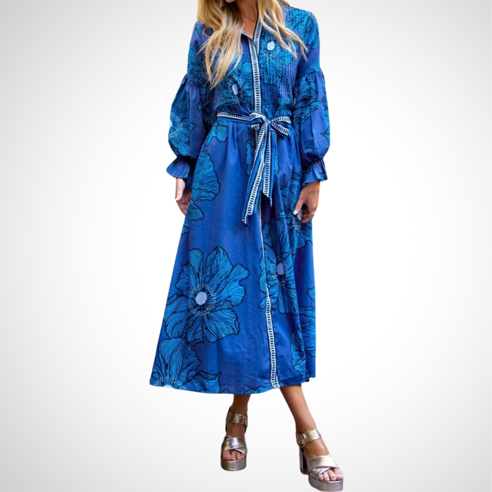 Classy Dress With Lantern Sleeves - WOOLX