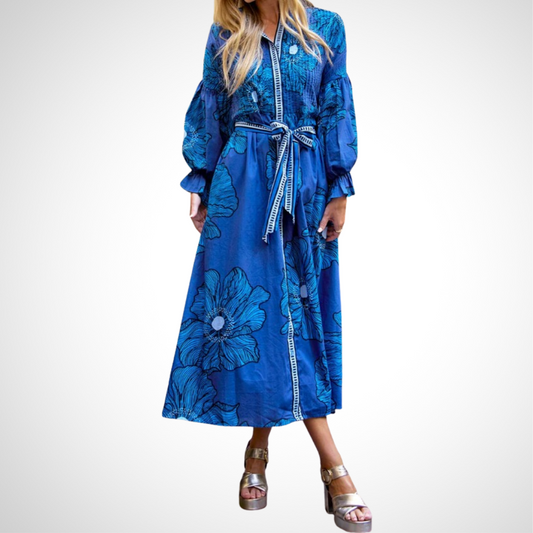 Classy Dress With Lantern Sleeves - WOOLX