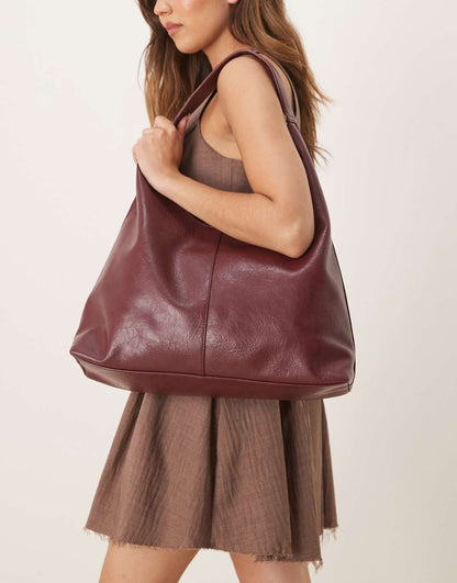 WOOLX DESIGN Large Scoop Tote Bag In Cherry Red - WOOLX