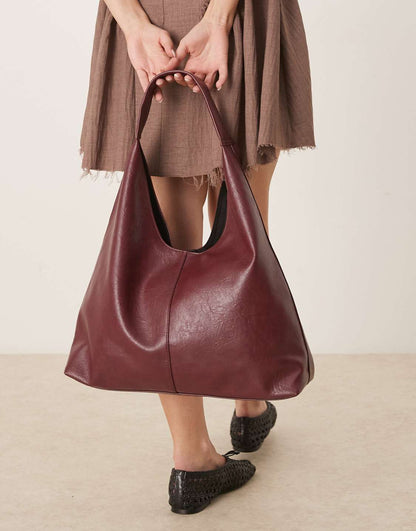 WOOLX DESIGN Large Scoop Tote Bag In Cherry Red - WOOLX