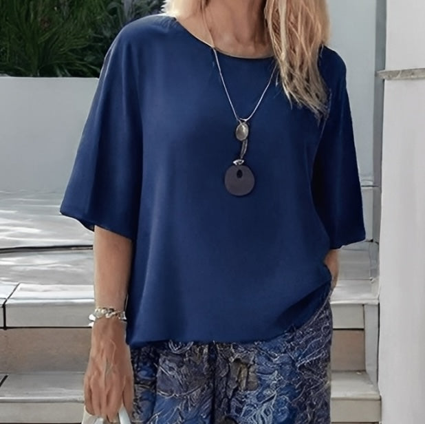 Blue Round Neck Two Piece Set - WOOLX