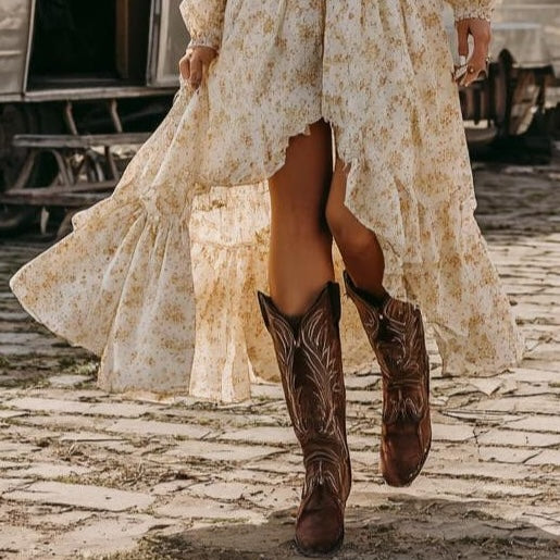 Stylish Square Neck Long Sleeve Midi Dress - WOOLX