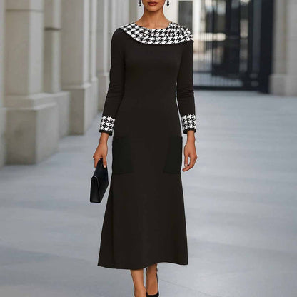 Groovy Round Neck Long Sleeve Maxi Dress - WOOLX