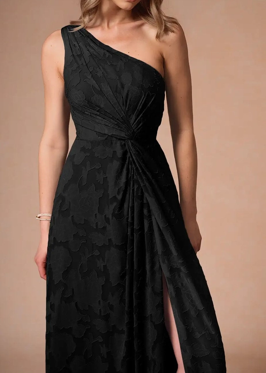 Black One Shoulder Maxi Dress - WOOLX