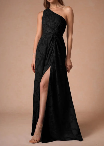 Black One Shoulder Maxi Dress - WOOLX