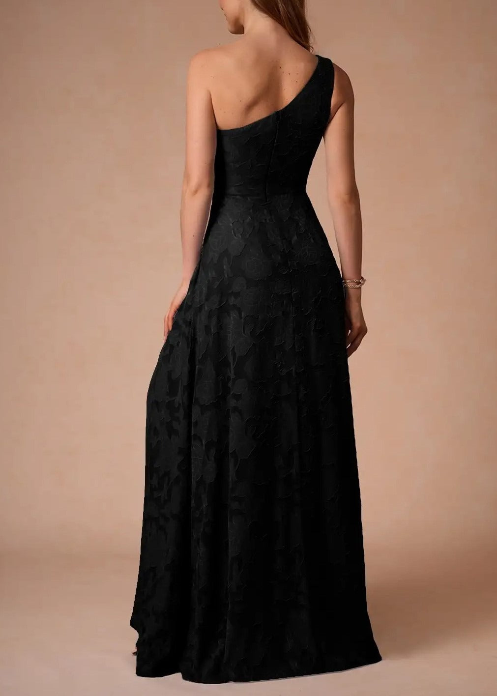 Black One Shoulder Maxi Dress - WOOLX