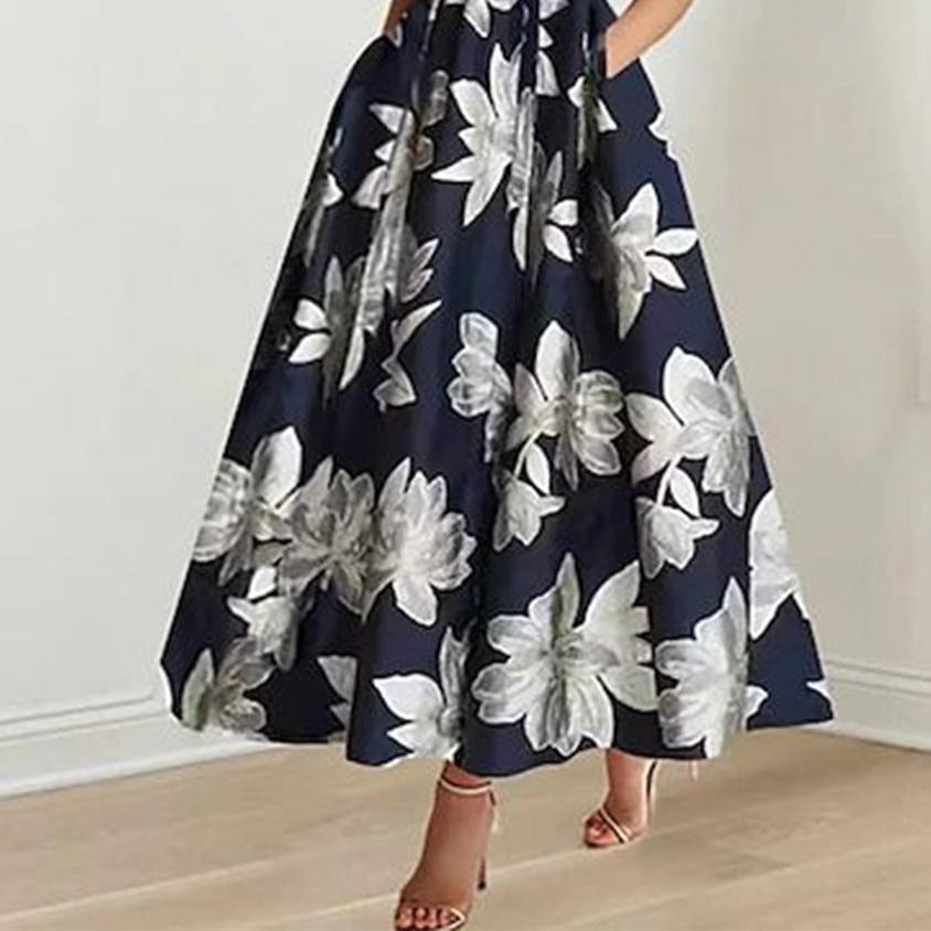 Modern Off The Shoulder Floral Print Maxi Dress