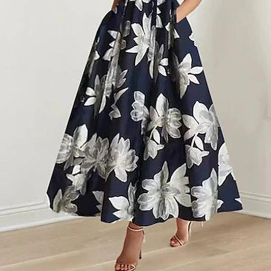Modern Off The Shoulder Floral Print Maxi Dress