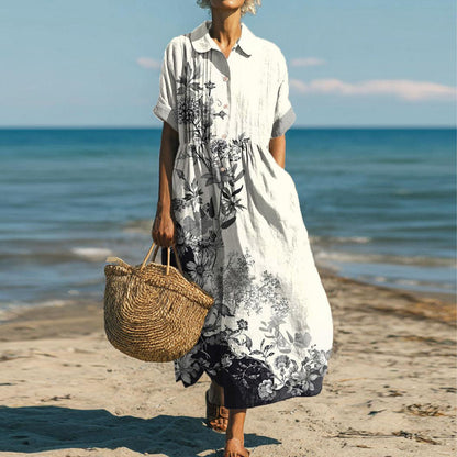 Stylish Collared Short Sleeve Maxi Dress