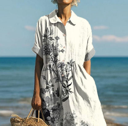 Stylish Collared Short Sleeve Maxi Dress