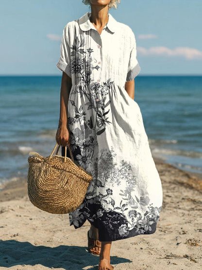 Stylish Collared Short Sleeve Maxi Dress
