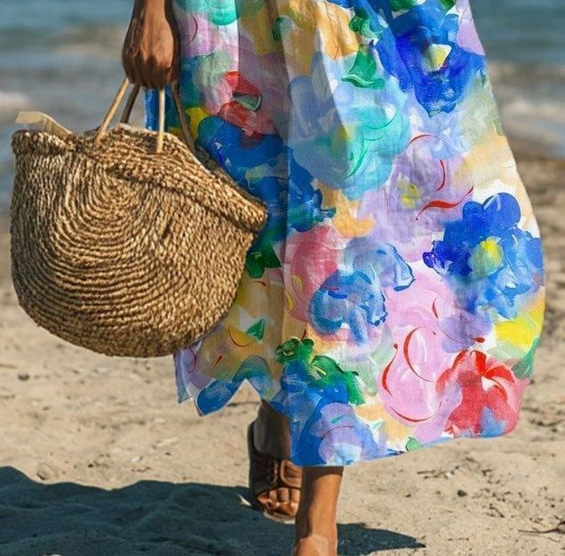 Dreamy Blue Collared Short Sleeve Maxi Dress