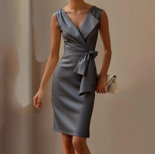 Gorgeous Grey V-Neck Sleeveless Mini Dress