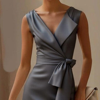 Gorgeous Grey V-Neck Sleeveless Mini Dress