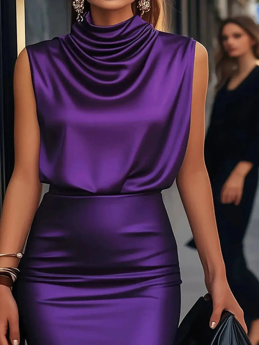 Glamorous Plain Sleeveless Two Piece Midi Dress