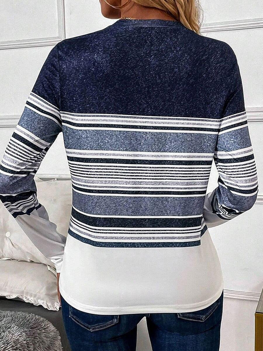 Young Striped Print Long Sleeve Top