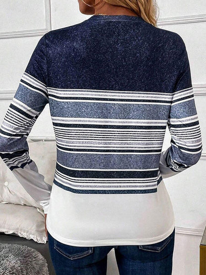 Young Striped Print Long Sleeve Top