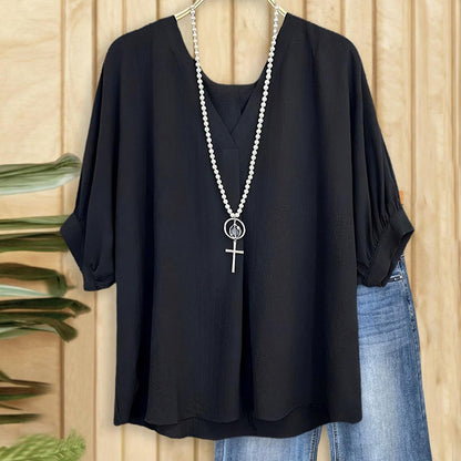 Black Plain Half Sleeve Top