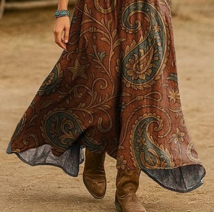 Vintage Side Pocket Long Sleeve Maxi Dress