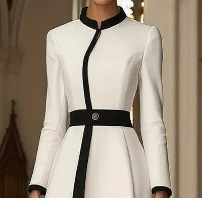 Special Color Block Long Sleeve Midi Dress