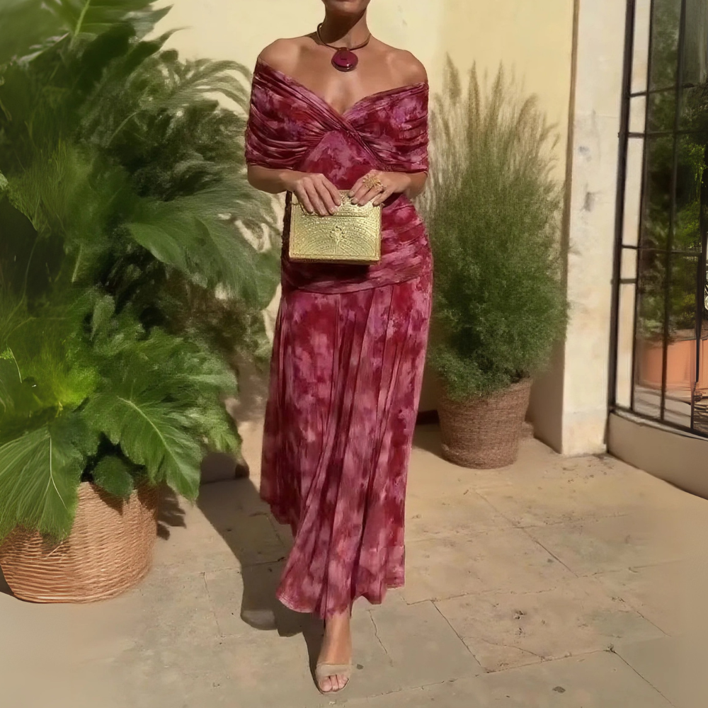 Burgundy Tie Dye Maxi Dress