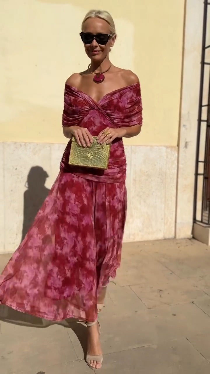 Burgundy Tie Dye Maxi Dress