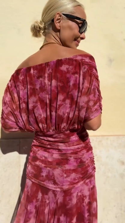 Burgundy Tie Dye Maxi Dress