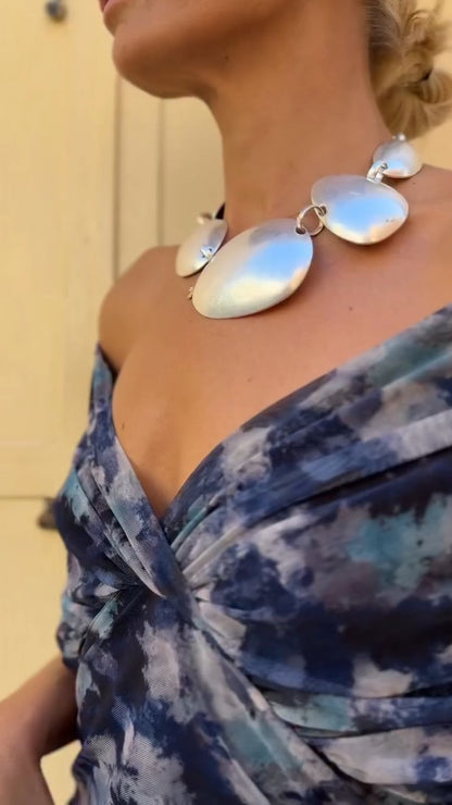 Navy Blue Tie Dye  Maxi Dress