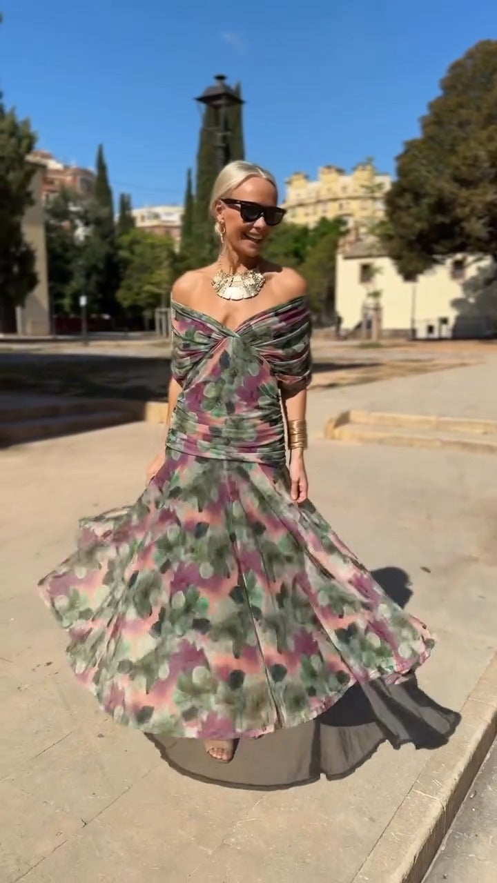 Multicolor Floral Print Midi Dress